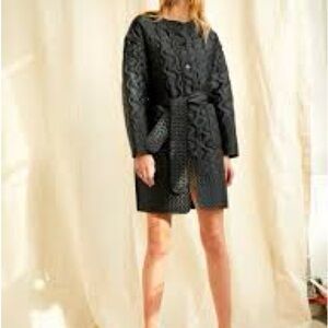 Le Fou Wilfred Aritzia Quilted Belted Oversized Jacket Black - XXS